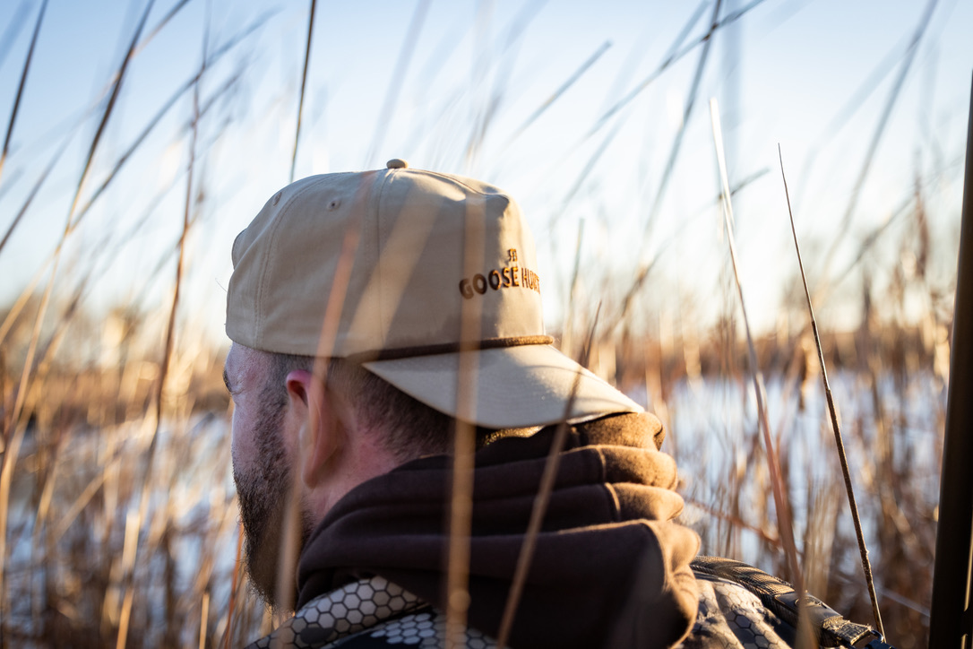 Waterfowler in cattails at first light