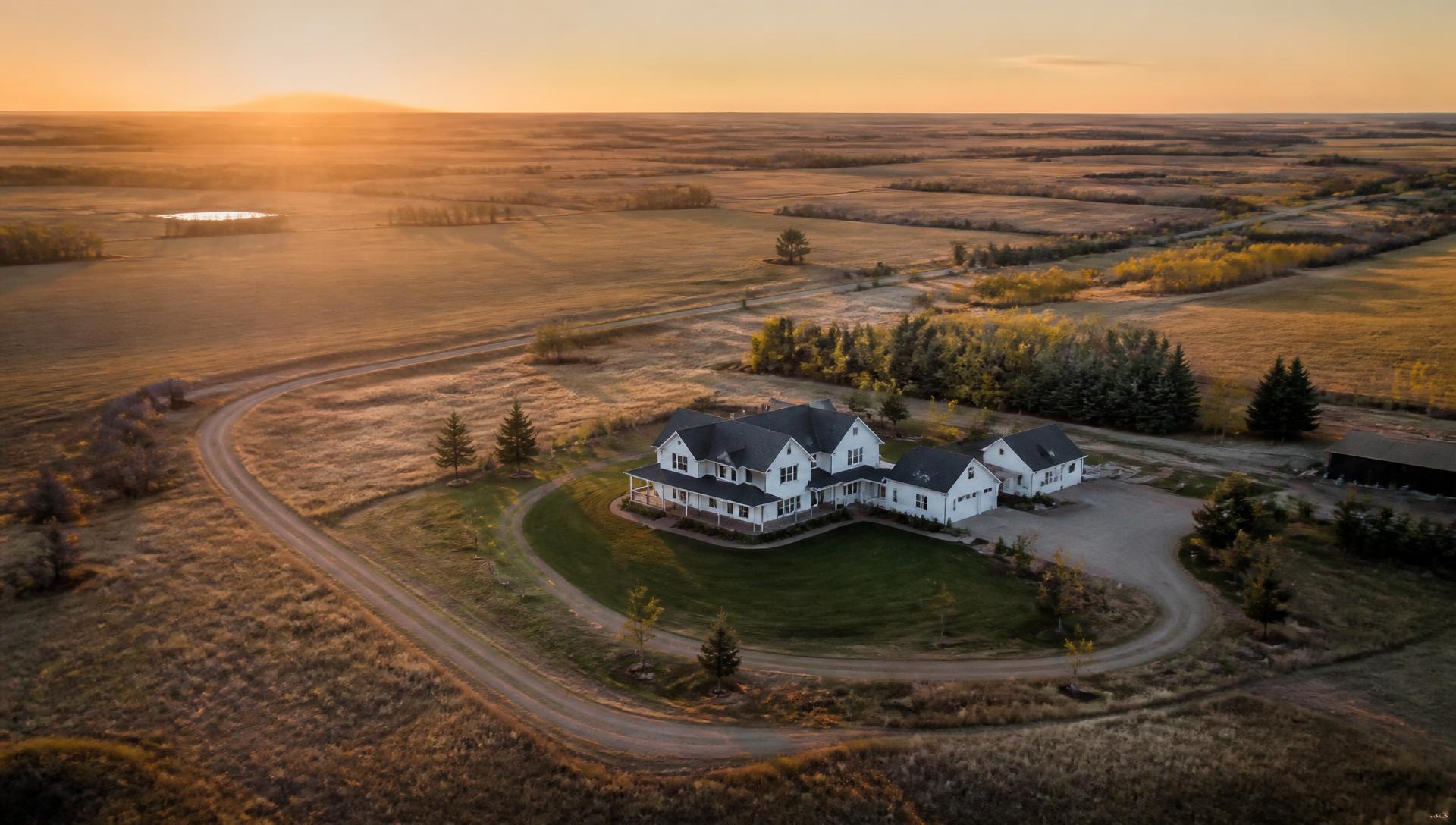 Aerial view of the Oak Tree property